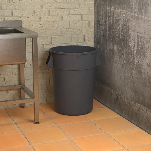 44 Gallon Gray Round Commercial Trash Can - Image 4