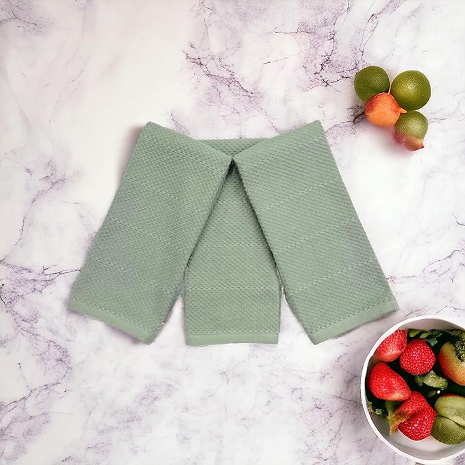 Serafina Home Sage Green Kitchen Dish Towels: 100% Cotton Cloth Soft Cleaning - Image 3