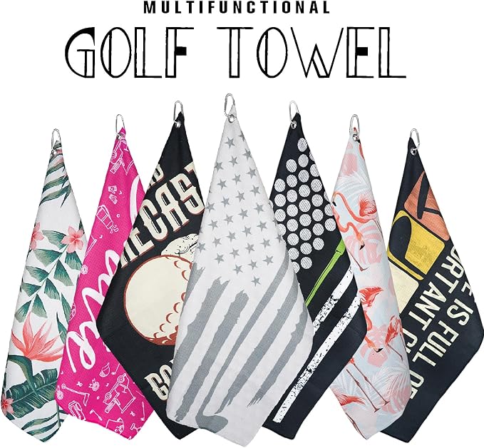 American Flag Microfiber Waffle Golf Towel - Image 7