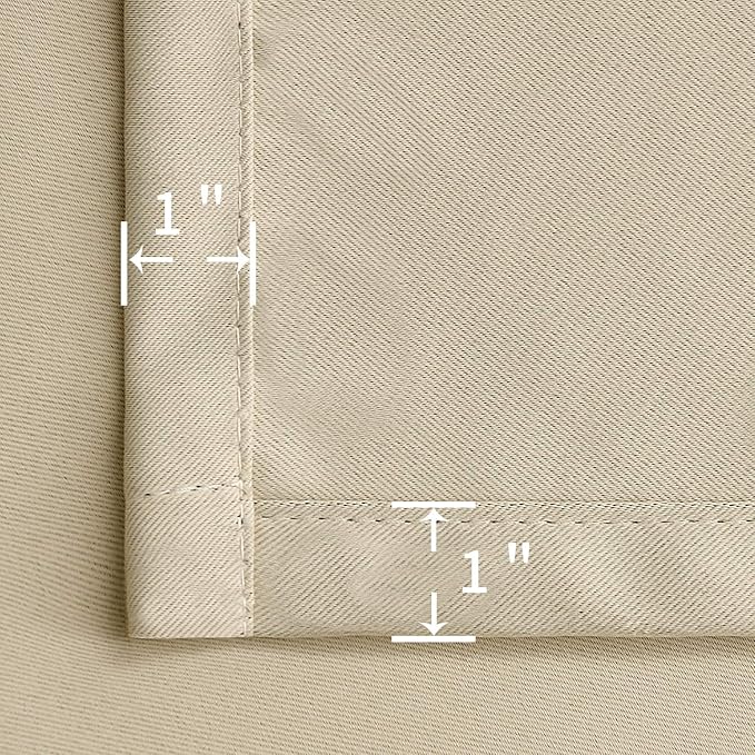 BGment Rod Pocket Blackout Curtains 54 Inches Long for Bedroom - Thermal Insulated 52 Inch Width Room Darkening Window Drapes for Short Living Room Kitchen, 52 x 54 Inch, 2 Panels, Beige