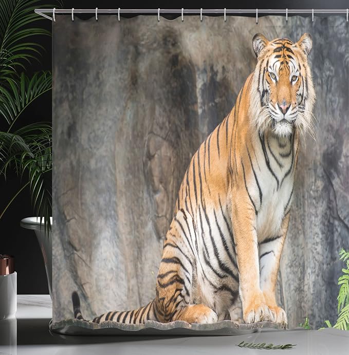 Ambesonne Zoo Shower Curtain, Bengal Tiger Feline Predator Aggressive Hunter - Image 3