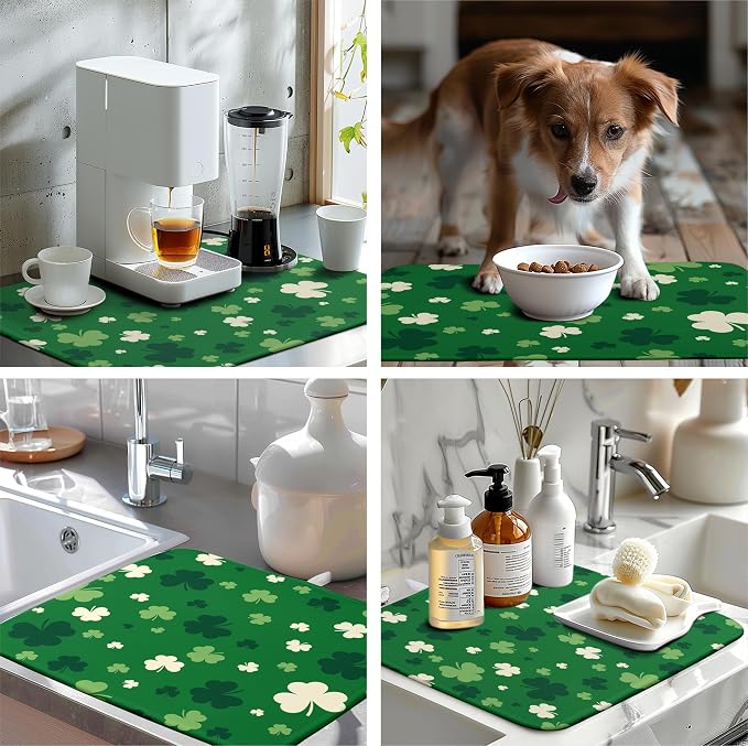 Green Shamrock St. Patrick's Day Dish Drying Mat - Image 7