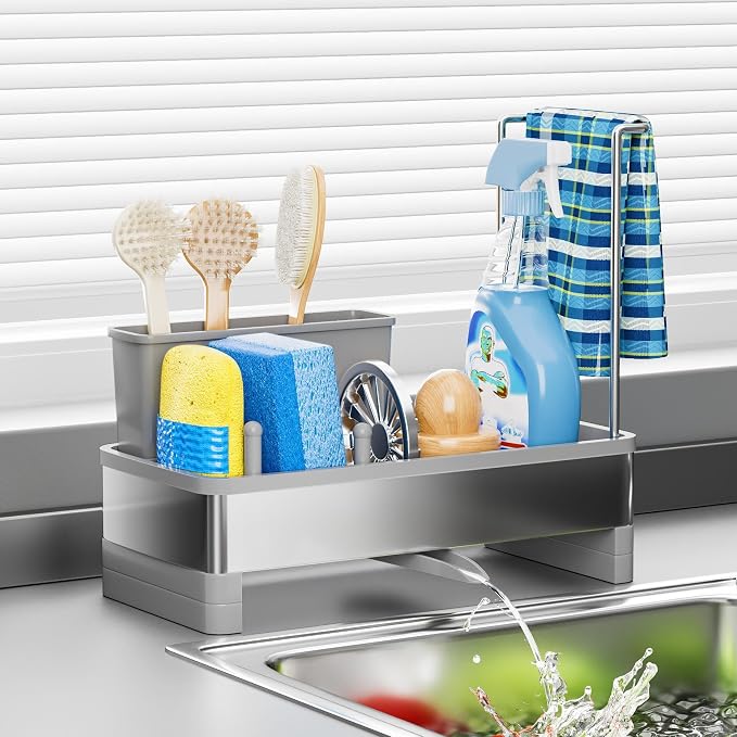 Stainless Steel Sink Caddy, Sponge Holder by EwaiiraHomeStorageOrganizer