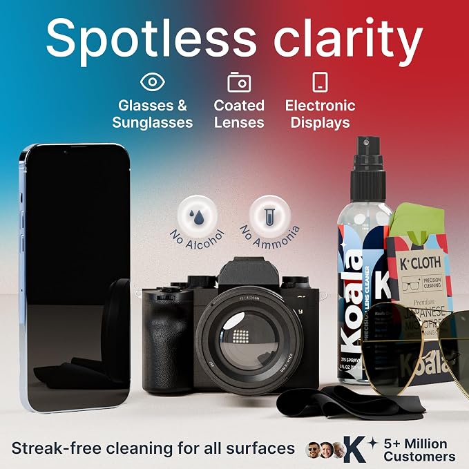 Koala Eyeglass Lens Cleaner Spray Kit | Glasses Cleaner Bottle + Microfiber - Image 2