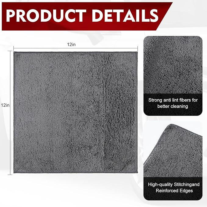 12 Pack Microfiber Cleaning Cloth - Image 2