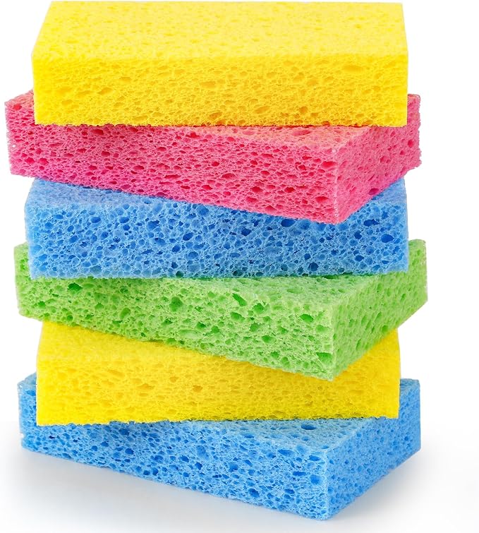 Temede Cellulose Sponges, Heavy Duty Scrub Sponges, Non-Scratch Kitchen Sponges by Temede