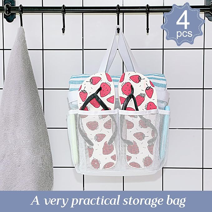 Hillban 4 Pcs Mesh Shower Caddy Portable Large Quick Dry Shower Caddy Basket - Image 4
