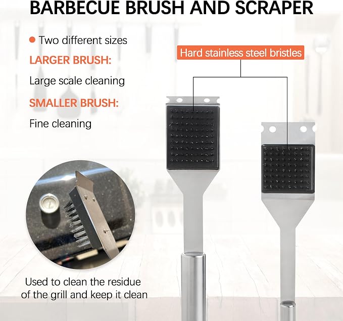 2 Pack Grill Brush and Scraper, Gas/Charcoal Grills - Image 4