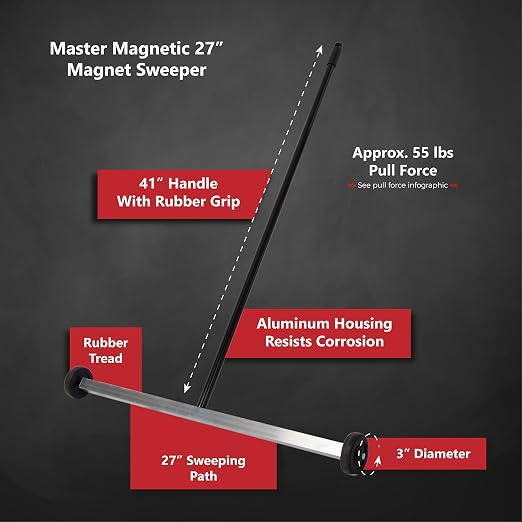 Master Magnetics Magnet Sweeper, 27” Wide Push-Type Mini Magnetic Broom - Image 6