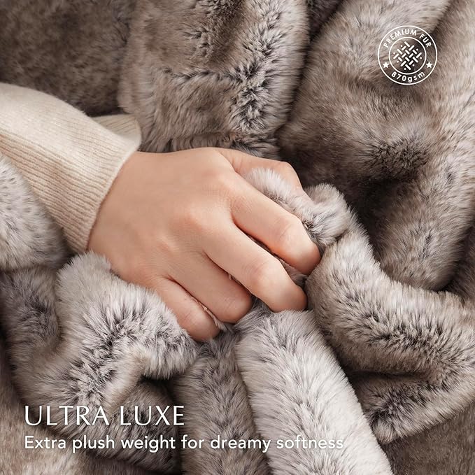 EVERGRACEHOME Ultra Soft Luxury Fluffy Mink Faux Fur Throw Blanket, Thick Warm Fall Winter Blankets for Bed, Couch, Cozy Plush Reversible Blanket for Chair, Sofa (Ombré Hazel Brown, 60"x80")