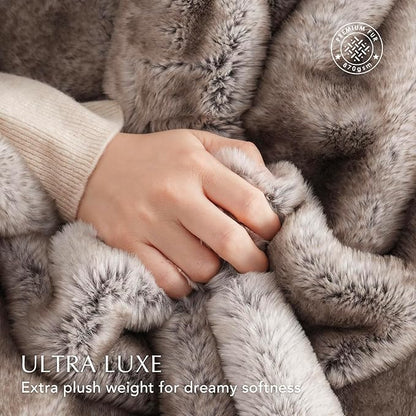 EVERGRACEHOME Ultra Soft Luxury Fluffy Mink Faux Fur Throw Blanket, Thick Warm Fall Winter Blankets for Bed, Couch, Cozy Plush Reversible Blanket for Chair, Sofa (Ombré Hazel Brown, 60"x80")