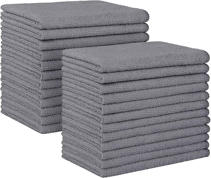 HOMEXCEL Grey Microfiber Cleaning Cloth, 24 Pack Absorbent Cleaning Rags by HOMEXCEL