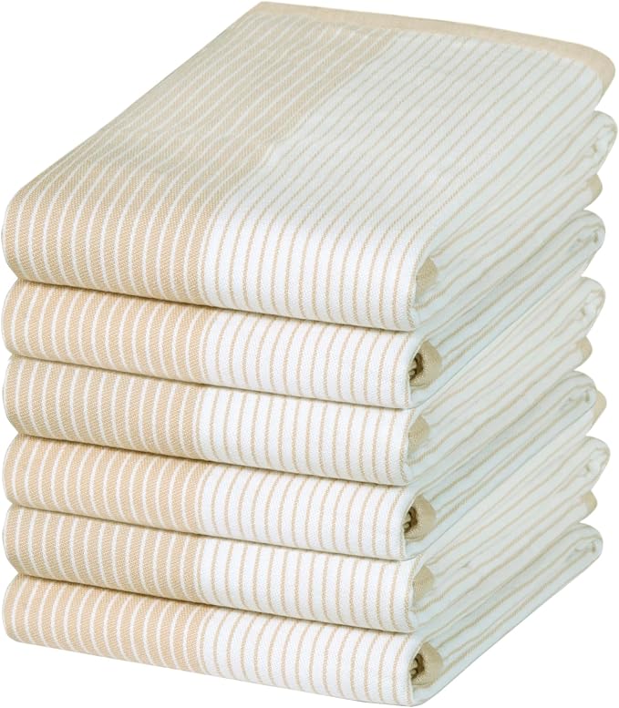 Premium Kitchen Towels | Yarn Dyed Flat Woven Stripe Kitchen Towel Set| 238 GSM by BumbleTowels