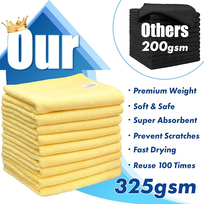 Simple Houseware 9-Pack Microfiber Cleaning Towels, Heavy-Duty & Reusable Cloths - Image 3