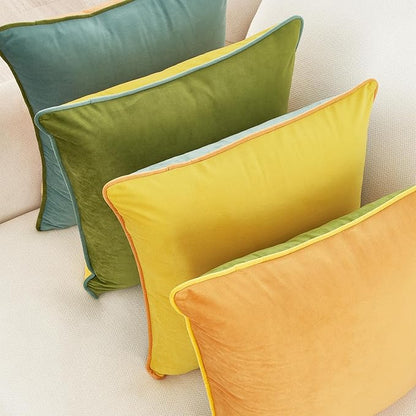 MONDAY MOOSE Decorative Throw Pillow Covers Cushion Cases, Set of 4 Soft Velvet Modern Double-Sided Designs, Mix and Match for Home Decor, Pillow Inserts Not Included (22x22 inch, Yellow/Green)