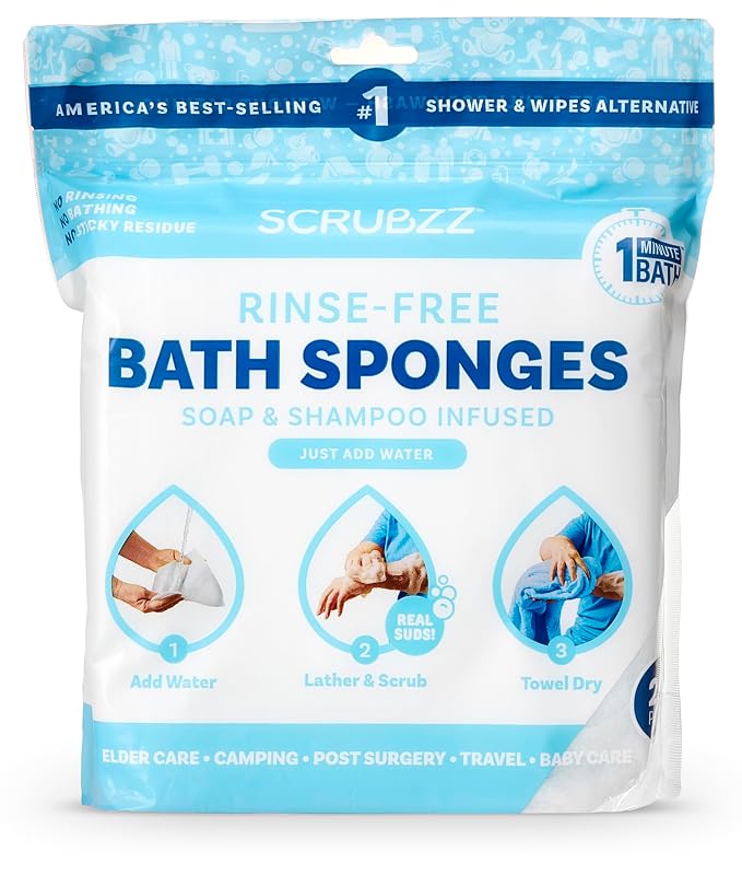 Scrubzz Disposable Rinse Free Bathing Wipes by Scrubzz