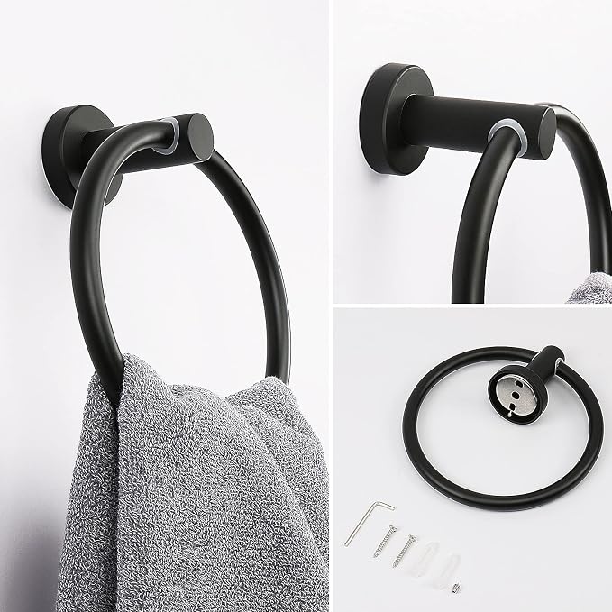 NearMoon 2 Pieces Bathroom Hardware Accessories, Towel Ring and Toilet Paper - Image 3