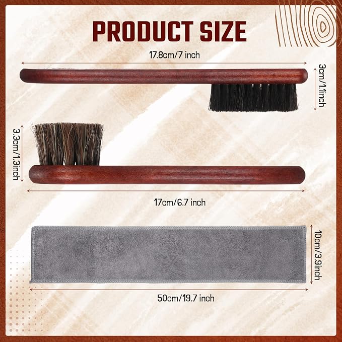 Vesici 5 Pcs Horsehair Shoe Polish Brush Kit Horse Hair Brush - Image 3