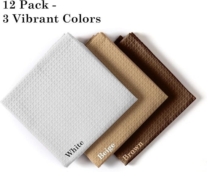 Waffle Dishcloths, 12x12 Inch, Quick Drying, Cotton Hand Towels - Image 2