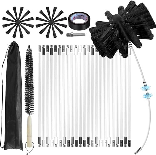 30Feet Chimney Sweep Kit, 8 in Brush Head, Dryer Vent Cleaner Kit, Chimney by MosxoedEnjoyLife