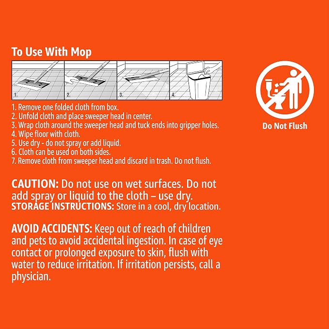 Amazon Basics Dry Floor Cloths | Clean Dust & Dirt | Pet Hair Removal | 64 - Image 4