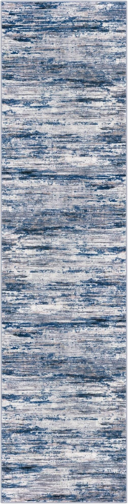 3x10 Modern Abstract Runner Rug for Hallways, Navy Blue Gray Neutral Multi Super Soft Hallway Decor Kitchen Rugs with Non-Slip, Non-Shedding Washable Rug for Entryway Bedroom Indoor