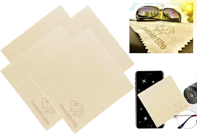Natural Chamois Leather Eyeglass Cleaning Cloth Camera Lens Cleaning Cloths by SHEEPSKINELITE