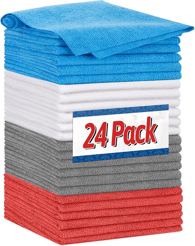 FIXSMITH Shop Towels, Microfiber Cleaning Cloth Bulk, 24 Pack Microfiber Towels by FIXSMITH