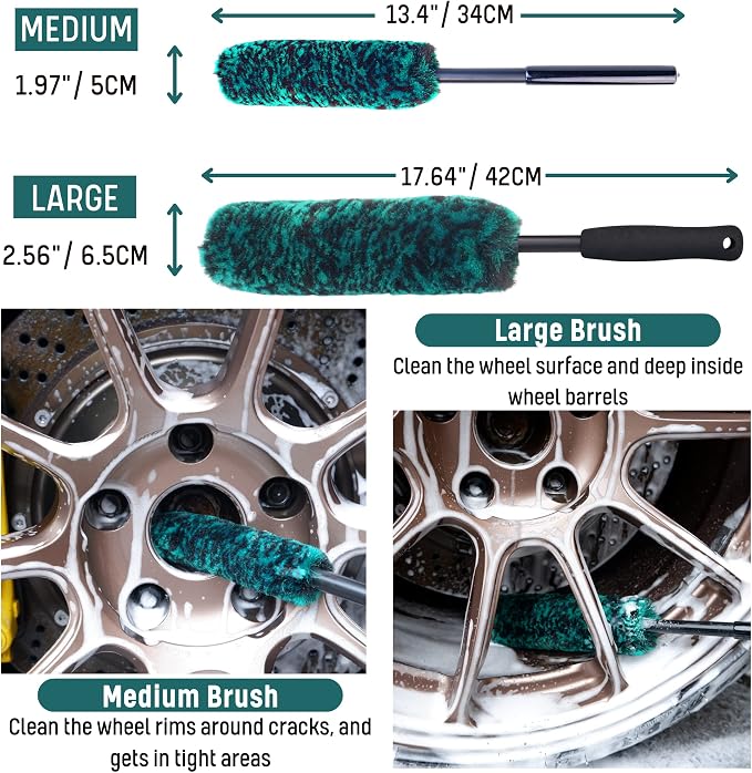 Professional 4 Pack Long Handle Wheel Brush Kit - Image 3