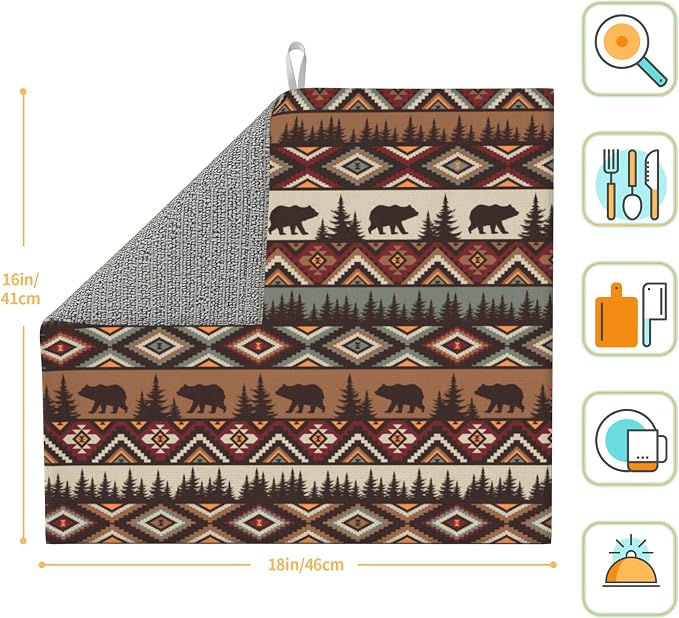 Vintage Rustic Dish Drying Mat for Kitchen Counter Bear Mountain Dish Drainer - Image 4