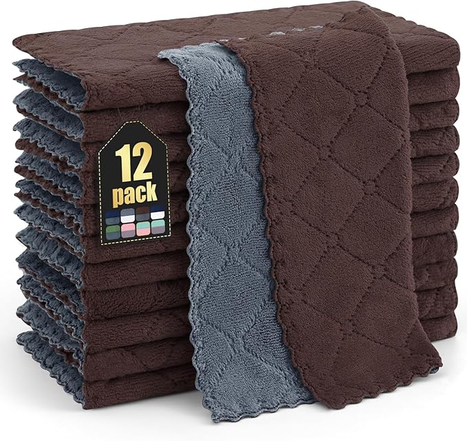 Homaxy 12 Pack Kitchen Cloths Dish Towels, Super Soft and Absorbent Dish Cloths by Homaxy