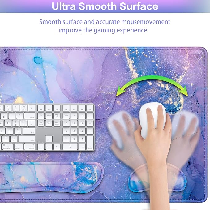 4-in-1 Mouse Pad with Wrist Rest Set Purple, 35.4×15.7in Large Gaming Mouse - Image 4