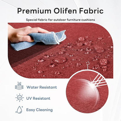 6 inches Thicker Outdoor Chair Cushions Set- 24" *24" *6" Waterproof Patio Furniture Cushions with Removable Cover, 28D High Density Sponge Filling Thicken Outdoor Patio Cushions - Red