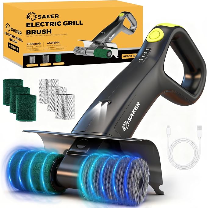 Saker Electric Grill Brush for Outdoor Grill, Bristle-Free Automatic Grill by Saker