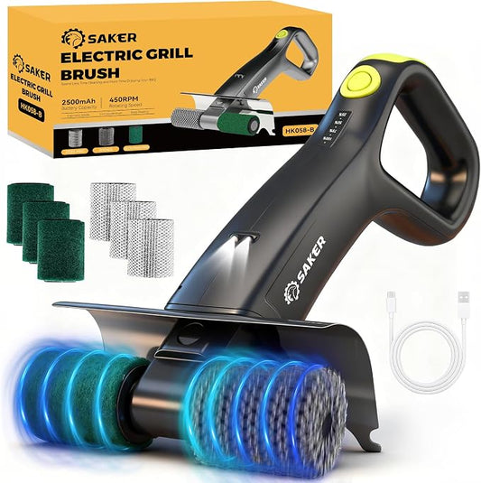 Saker Electric Grill Brush for Outdoor Grill, Bristle-Free Automatic Grill by Saker