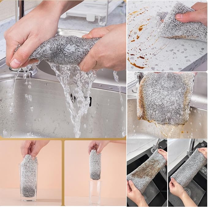 20 Pack Kitchen Dish Cloths Super Absorbent Coral Fleece Dish Cloths, Reusable - Image 5