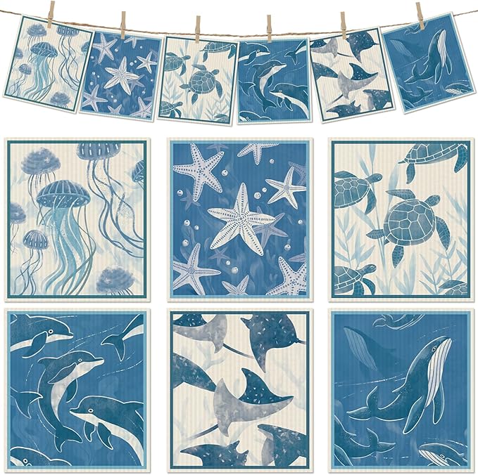 6 Packs Swedish Paper Cloths for Kitchen, Reusable Paper Towels Washable Dish by Revahope