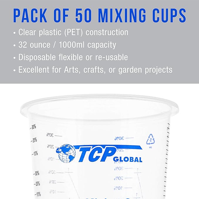 TCP Global 32 oz. Graduated Plastic Mixing Cups - Image 3