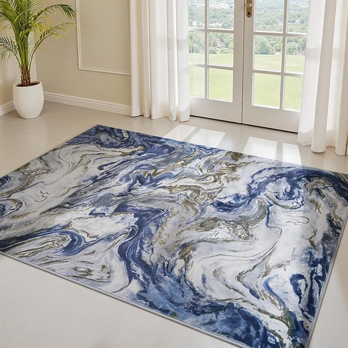 3x5 Washable Area Rugs for Living Room, Modern Abstract Rug Entryway Kitchen Non Slip Throw Rug, Stain Resistant Carpet for Dining Room Playroom Bedroom, Pet & Kids Friendly