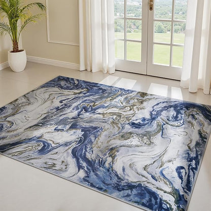 3x5 Washable Area Rugs for Living Room, Modern Abstract Rug Entryway Kitchen Non Slip Throw Rug, Stain Resistant Carpet for Dining Room Playroom Bedroom, Pet & Kids Friendly