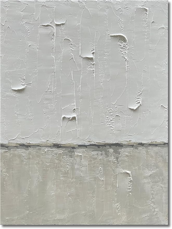 NANKAI Hand Painted Grey and White art Canvas Paintings Minimalist Abstract Oil by NANKAIOilPaintingArt