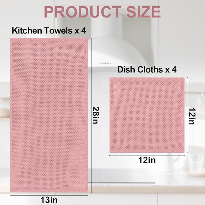 Homaxy 100% Cotton Kitchen Towels and Dishcloths Set, 12 x 12 Inches and 13 x - Image 4