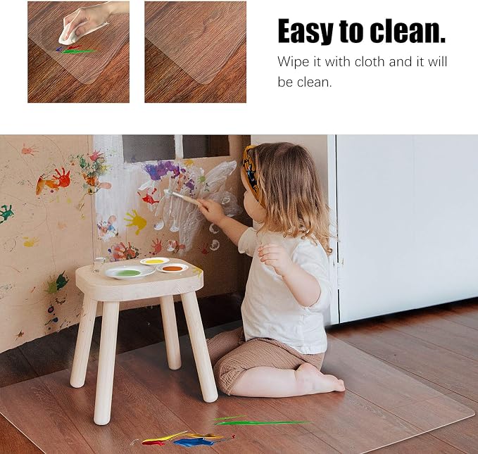 Kuyal Clear Chair mat for Hardwood Floor 36 x 55 inches Transparent Floor Mats - Image 4