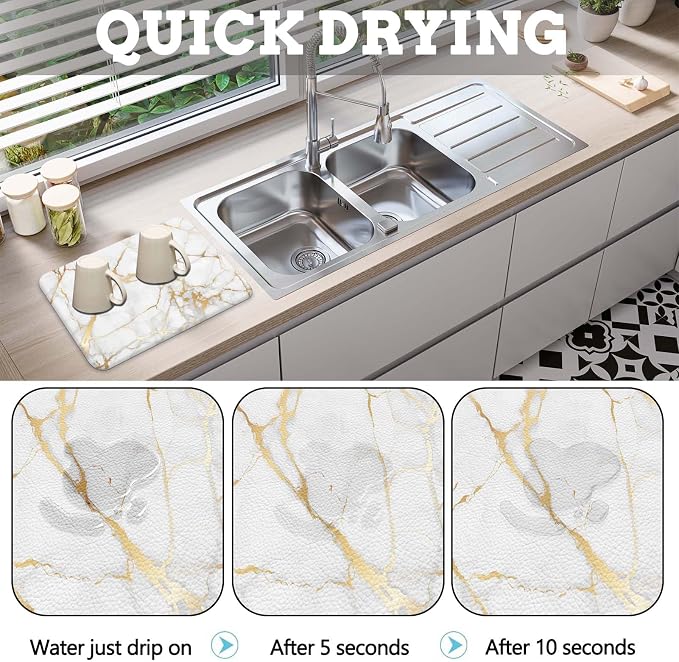 MCALK Marble White Dish Drying Mat - Image 2