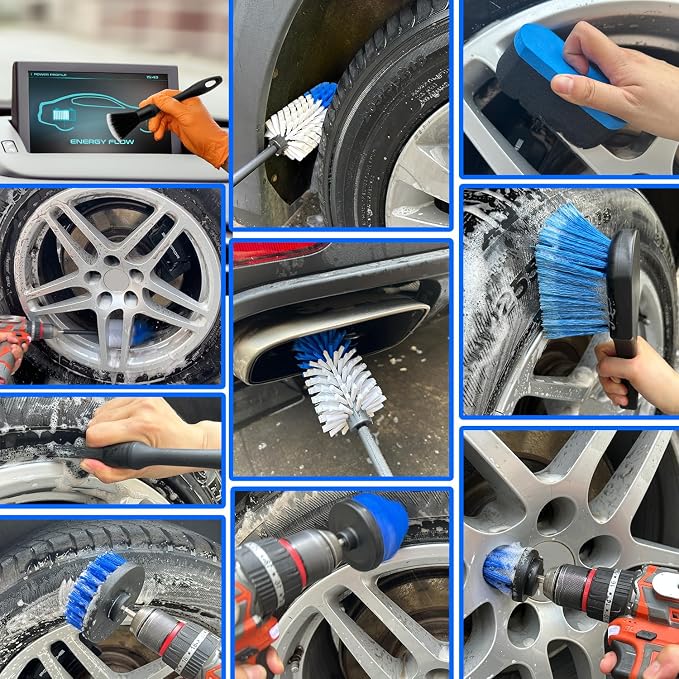 Wheel Brush Kit, Soft Drill Wheel Cleaner Brush, Tire Brush, Detailing Brush - Image 8