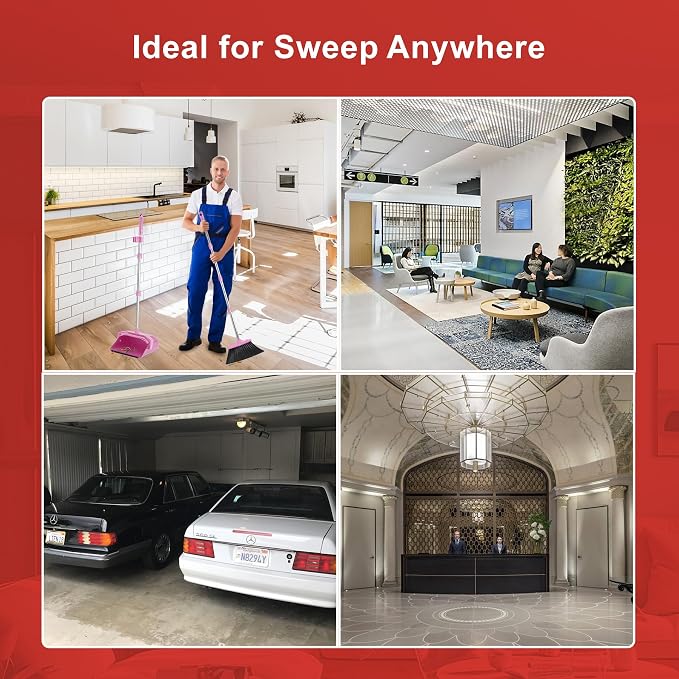 Broom with Dustpan Combo Set, Brooms and Dust Pan with Handle, Brooms with - Image 7