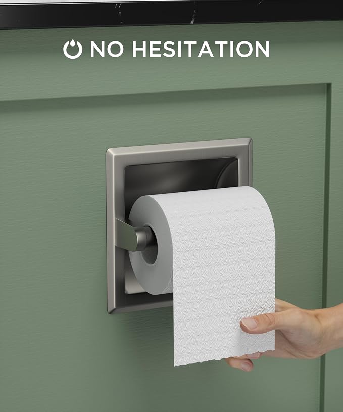 FORIOUS Recessed Toilet Paper Holder, Stainless Steel Durable Tissue Roll - Image 2