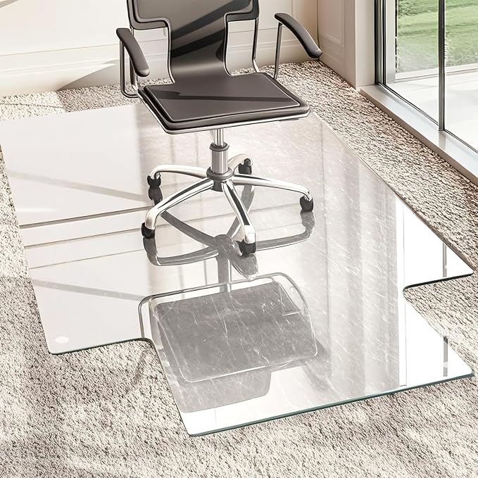 VSARHouse Irregular Tempered Glass Office Chair Mat - Image 8