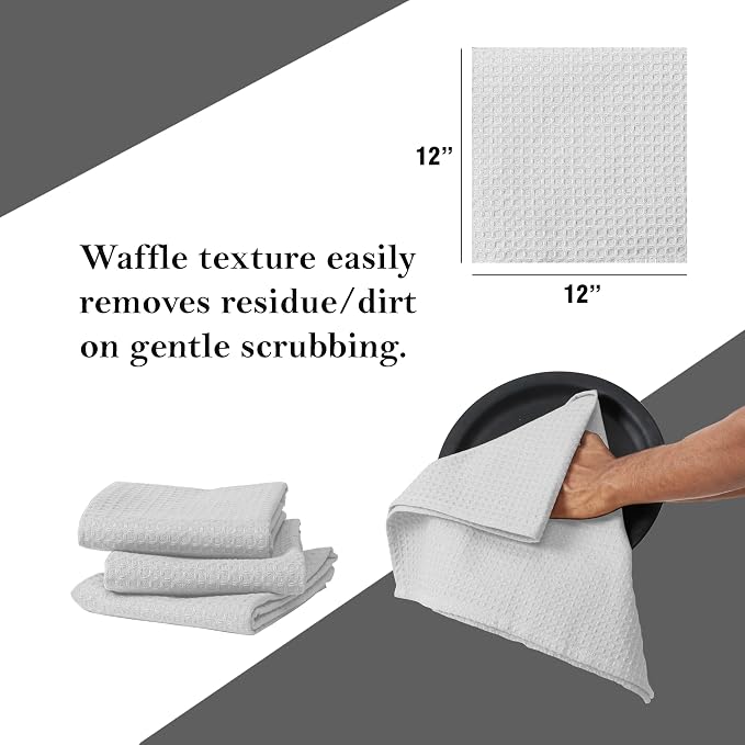 White Waffle Dishcloths, 100% Cotton, Quick Drying, and Machine Washable - Image 5