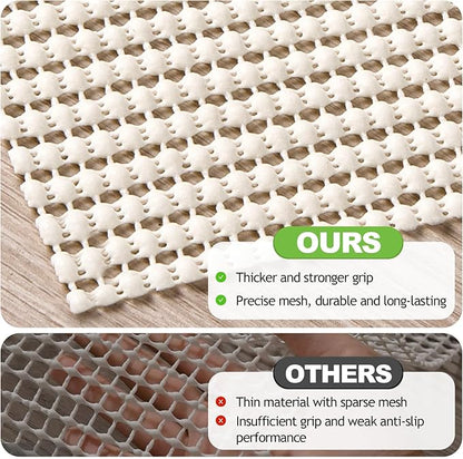 Songrey Non-Slip Rug Pad 4x6 FT, Extra Thick Carpet Pads for Hard Surfaces, Prevents Sliding and Secures Rugs, Provides Floor Protection with Comfort Cushioning